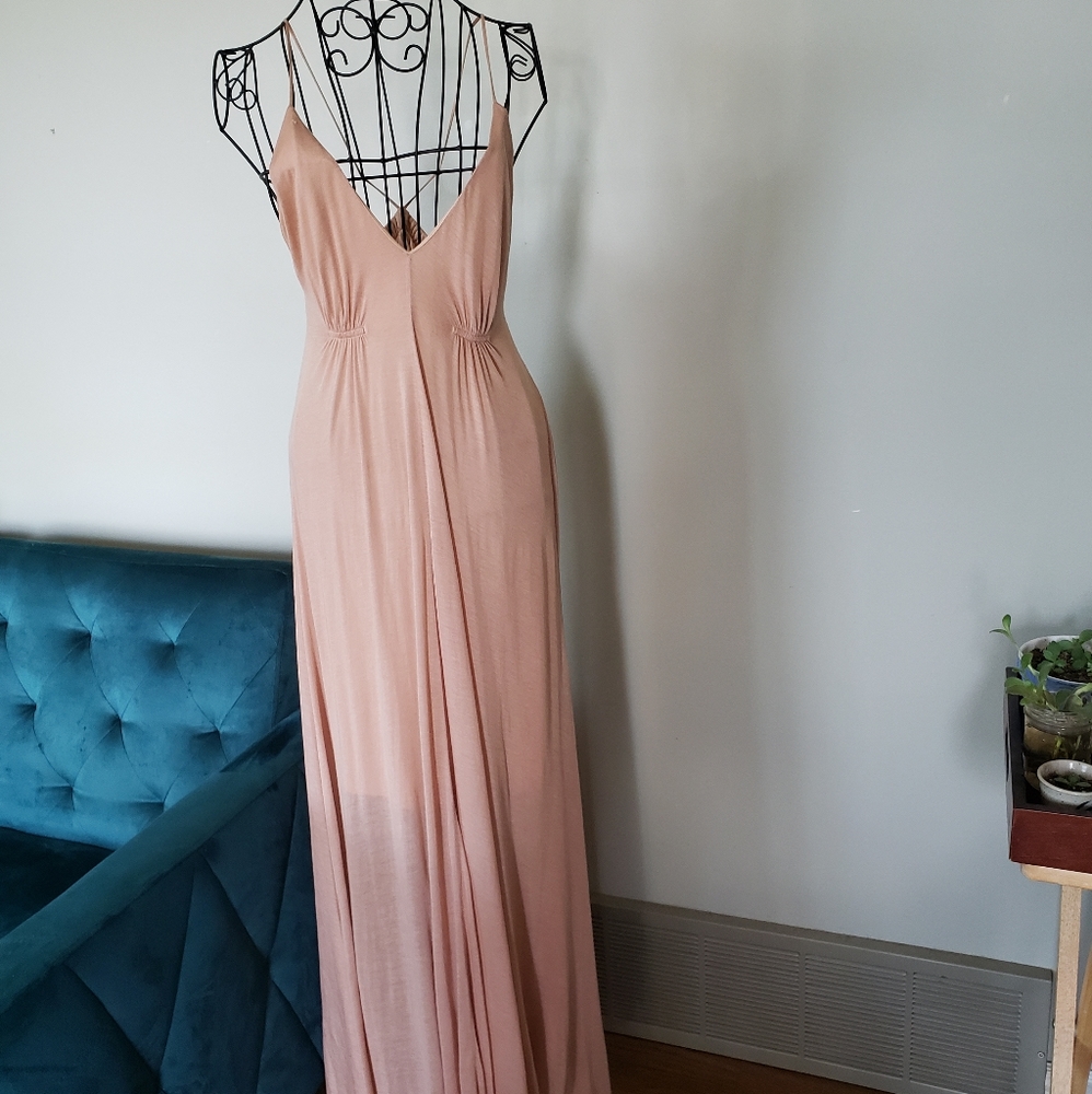 A.L.C. cashmere blend light peach open back dress